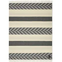 Lexington Herringbone Striped Recycled Wool plaid 130x170 cm Gray-off white