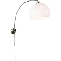 QAZQA Retro wandbooglamp staal met witte kap verstelbaar