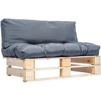 vidaXL Tuinbank pallet met grijze kussens grenenhout