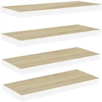 vidaXL Wandschappen zwevend 4 st 80x23,5x3,8 cm MDF eikenkleurig wit