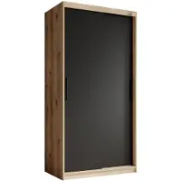 Meubella Kledingkast zwart eiken - 100x62x200 Kleerkast schuifdeuren