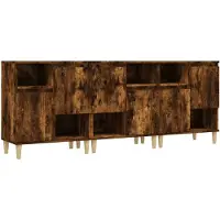 vidaXL Dressoirs 3 st 60x35x70 cm bewerkt hout gerookt eikenkleurig