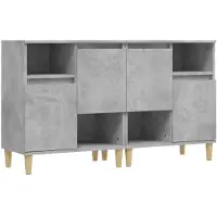vidaXL Dressoirs 2 st 60x35x70 cm bewerkt hout betongrijs