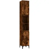vidaXL Badkamerkast 30x30x190 cm bewerkt hout gerookt eikenkleurig