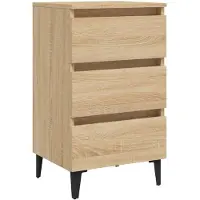 vidaXL Nachtkastje met metalen poten 40x35x69 cm sonoma eikenkleurig