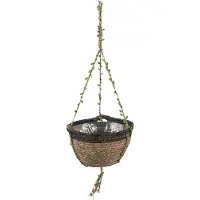 Clayre & Eef Plantenhanger Ø 24x18 Bruin Zeegras Rond Hangpot Bruin Hangpot