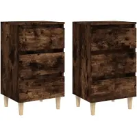 vidaXL Nachtkastjes 2 st met houten poten 40x35x69 cm gerookt eiken
