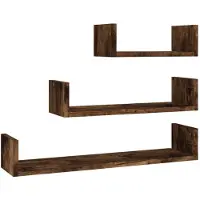 vidaXL Wandschappen 3 st bewerkt hout gerookt eikenkleurig