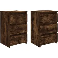 vidaXL Nachtkastjes 2 st 40x35x62,5 cm bewerkt hout gerookt eikenkleur