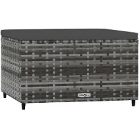 vidaXL Voetensteun met kussen poly rattan grijs