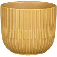 Mica Decorations Plantenpot - keramiek - okergeel - D10xH9 cm - Plantenpotten