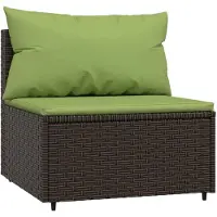 vidaXL Tuinmiddenbank met kussens poly rattan bruin