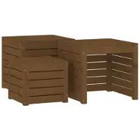 vidaXL 3-delige Tuinboxset massief grenenhout honingbruin