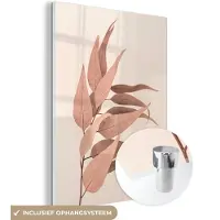 MuchoWow Glasschilderij 90x120 cm - Schilderij acrylglas - Plant - Bruin - Natuur - Bloem - Foto op glas - Schilderijen