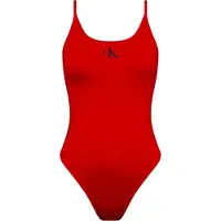Calvin Klein dames badpak scoop back ck monogram rood