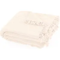 Tiseco - Deken SUZETTE - Mousseline zomer plaid met franjes - 130x160 cm - Ivoor