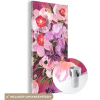 MuchoWow Glasschilderij 20x40 cm - Schilderij acrylglas - Roze - Orchidee - Bloemen - Kleuren - Botanisch - Foto op glas - Schilderijen
