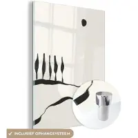 MuchoWow Glasschilderij 120x160 cm - Schilderij acrylglas - Landschap - Abstract - Zwart - Wit - Foto op glas - Schilderijen
