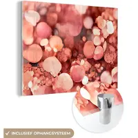 MuchoWow Glasschilderij 160x120 cm - Schilderij acrylglas - Abstract - Glitter - Roze - Luxe - Foto op glas - Schilderijen