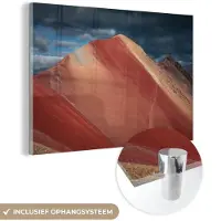 MuchoWow Glasschilderij 180x120 cm - Schilderij acrylglas - Landschap - Natuur - Berg - Wolken - Foto op glas - Schilderijen