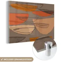 MuchoWow Glasschilderij 180x120 cm - Schilderij acrylglas - Abstract - Vintage - Vormen - Pastel - Foto op glas - Schilderijen