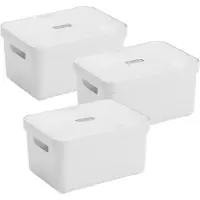 Sunware Sigma Home Opbergbox 13L - set van 3 - wit/transparant