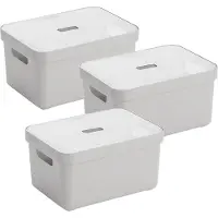 Sunware Sigma Home Opbergbox 13L - set van 3 - lichtgrijs/transparant