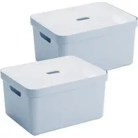Sunware Sigma Home Opbergbox 32L - set van 2 - blauwgrijs/transparant