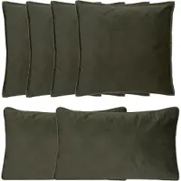 Atmosphera Bank/sierkussens Sophia - set 6x - Olijfgroen - polyester - met rits - In 2 formaten