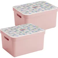 Sunware Sigma Home Opbergbox 32L - set van 2 - roze/triangel