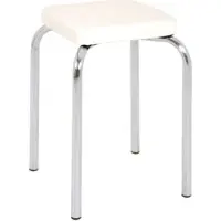 Haku stapelkruk, hoekig, zitkussen, bekleding wit kunstleer, B 360 x D 360 x H 490 mm, chroom zilver staal, 8 stuks