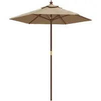 vidaXL Parasol met houten paal 196x231 cm taupe