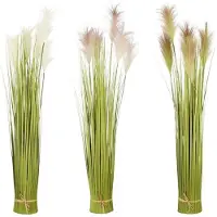 Mica Decorations Gras Bundel - 90 x 15 cm - Roze - Lichtbruin - Wit - 3 stuks