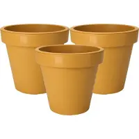 Pro Garden Plantenpot/bloempot Botanic - 3x - Tuin buiten - kunststof - okergeel - Dia 30 cm - rond