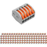 BES LED Lasklem - Verbindingsklem - 100 Stuks - 5 Polig met Klemmetjes - Grijs/Oranje
