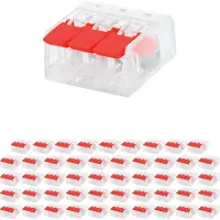 BES LED Lasklem - Verbindingsklem - 50 Stuks - 3 Polig met Klemmetjes - Rood