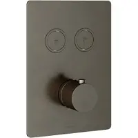 Hotbath Cobber Afbouwdeel thermostaat Rechthoek met 2 push buttons Verouderd Ijzer PB009Q