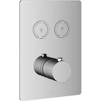Hotbath Cobber PB009QEXT afbouwdeel inbouwthermostaat met achterplaat en 2 drukknoppen chroom
