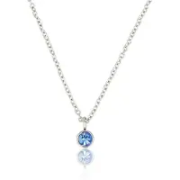My Bendel - Zilverkleurige Ketting met Lichtblauw Zirkonia Steentje - Zilverkleurige Ketting met Lichtblauw Zirkonia Steentje - met Luxe Cadeauverpakking | Sieraden Voor Dames