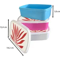 MuchoWow Broodtrommel Roze - Lunchbox - Brooddoos - Plant - Rood - Bladeren - Abstract - 18x12x6 cm - Kinderen - Meisje
