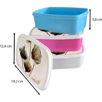 MuchoWow Broodtrommel Blauw - Lunchbox - Brooddoos - Vintage - Bloemen - Planten - Abstract - 18x12x6 cm - Kinderen - Jongen