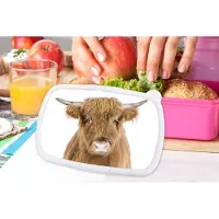 MuchoWow Broodtrommel Roze - Lunchbox - Brooddoos - Schotse hooglander - Dieren - Bruin - Natuur - 18x12x6 cm - Kinderen - Meisje