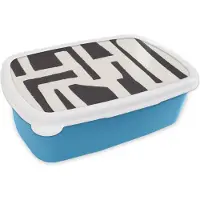 MuchoWow Broodtrommel Blauw - Lunchbox - Brooddoos - Vormen - Abstract - Pastel - Zwart - 18x12x6 cm - Kinderen - Jongen