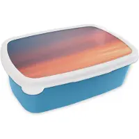 MuchoWow Broodtrommel Blauw - Lunchbox - Brooddoos - Zon - Lucht - Wolken - Roze - 18x12x6 cm - Kinderen - Jongen