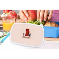 MuchoWow Broodtrommel Blauw - Lunchbox - Brooddoos - Deur - Rood - Pastel - Architectuur - 18x12x6 cm - Kinderen - Jongen