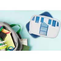 MuchoWow Broodtrommel Blauw - Lunchbox - Brooddoos - Architectuur - Hek - Wit - Blauw - Deuren - 18x12x6 cm - Kinderen - Jongen