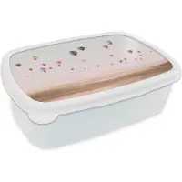 MuchoWow Broodtrommel Wit - Lunchbox - Brooddoos - Luchtballon - Woestijn - Lucht - Landschap - Natuur - 18x12x6 cm - Volwassenen