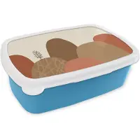 MuchoWow Broodtrommel Blauw - Lunchbox - Brooddoos - Bergen - Pastel - Abstract - Kleuren - 18x12x6 cm - Kinderen - Jongen