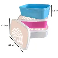 MuchoWow Broodtrommel Wit - Lunchbox - Brooddoos - Abstract - Kunst - Regenboog - Wit - Roze - 18x12x6 cm - Volwassenen