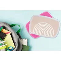 MuchoWow Broodtrommel Roze - Lunchbox - Brooddoos - Abstract - Kunst - Regenboog - Wit - Roze - 18x12x6 cm - Kinderen - Meisje